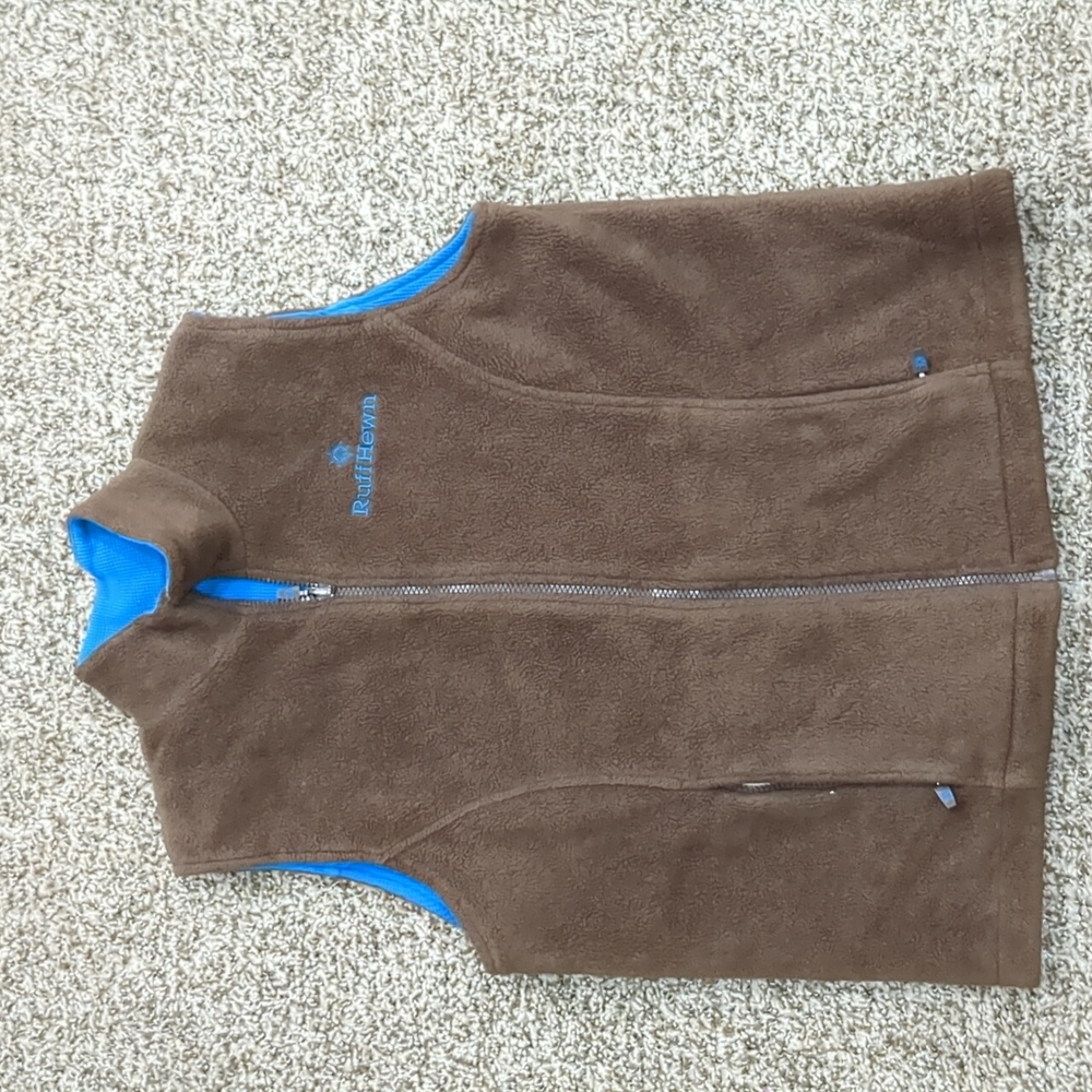 3/$30 Ruff hewn reversible vest fuzzy brown, waffle weave blue, size medium